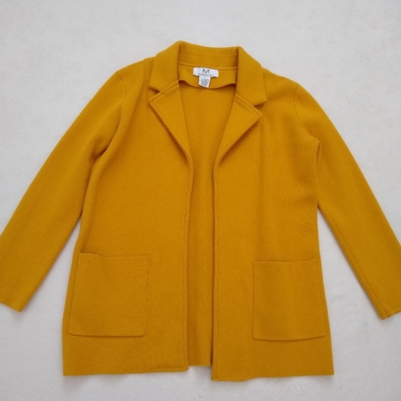 Magaschoni Knit Cardigan Jacket Long Sleeves Mustard Yellow SZ S New W/O tag - Picture 2 of 4